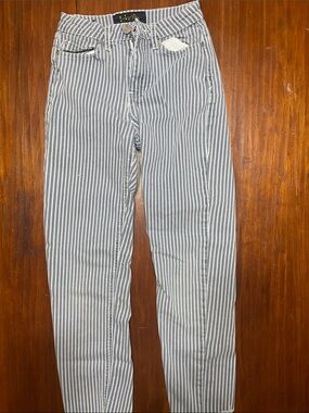 Indigo Rein Navy and White Pinstripe Skinny Jeans